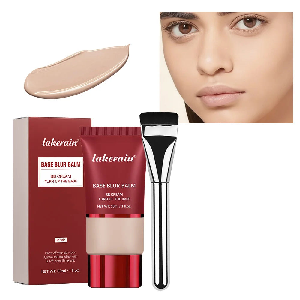 Blur Base Balm with Applicator Brush Pore Minimizing Foundation for Women Daily Makeup - 24