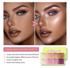 Cream Highlighter Palette Long Lasting Bronzer Blush for Professional Makeup Artists
