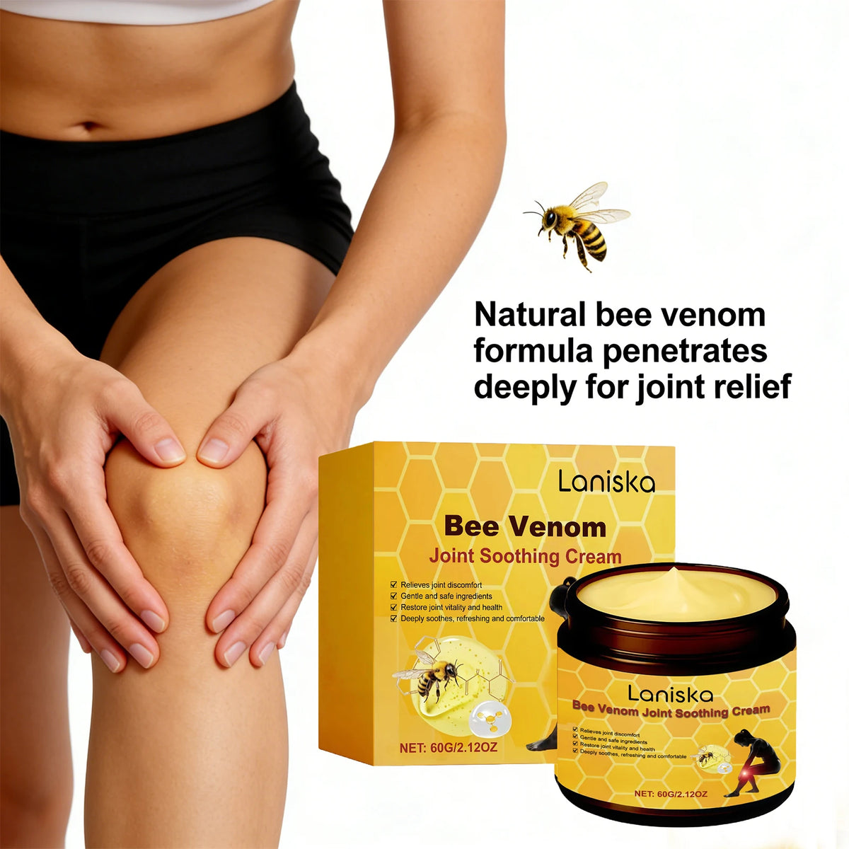 Bee Venom Joint Soothing Cream Natural Massage Balm for Body Muscles and Daily Joint Support