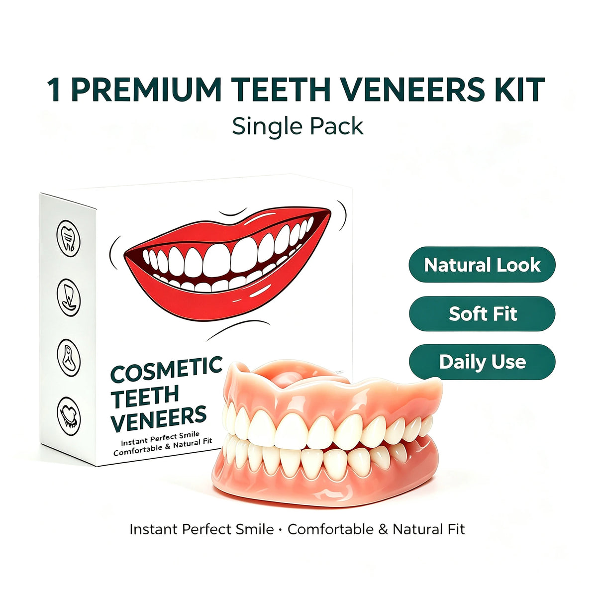 Silicone Full Dentures Natural Looking Comfortable Fit for Adults Daily Oral Care Routine
