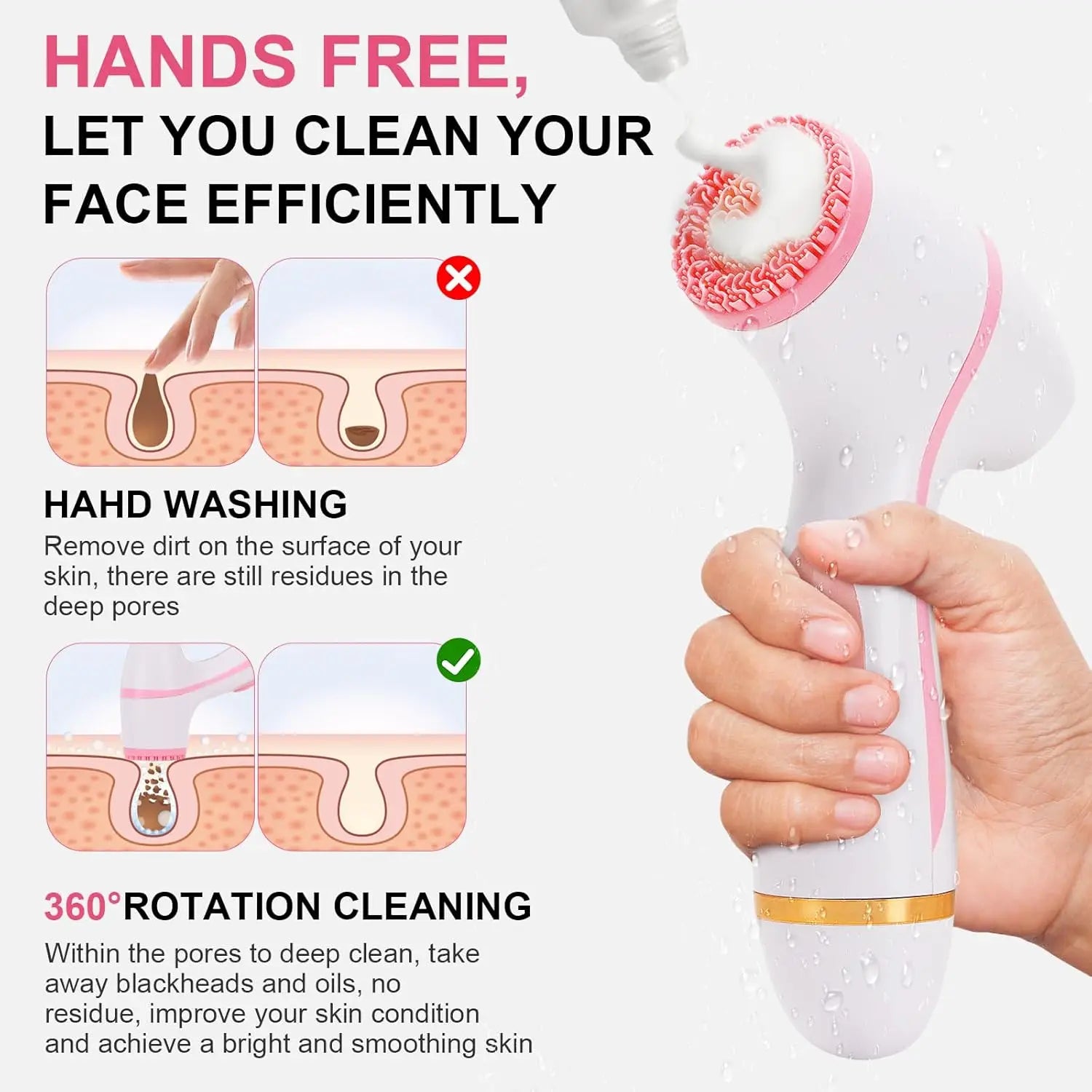 3 in 1 Facial Cleansing Brush Exfoliating Face Scrubber for Women and Daily Skincare Routines - 9