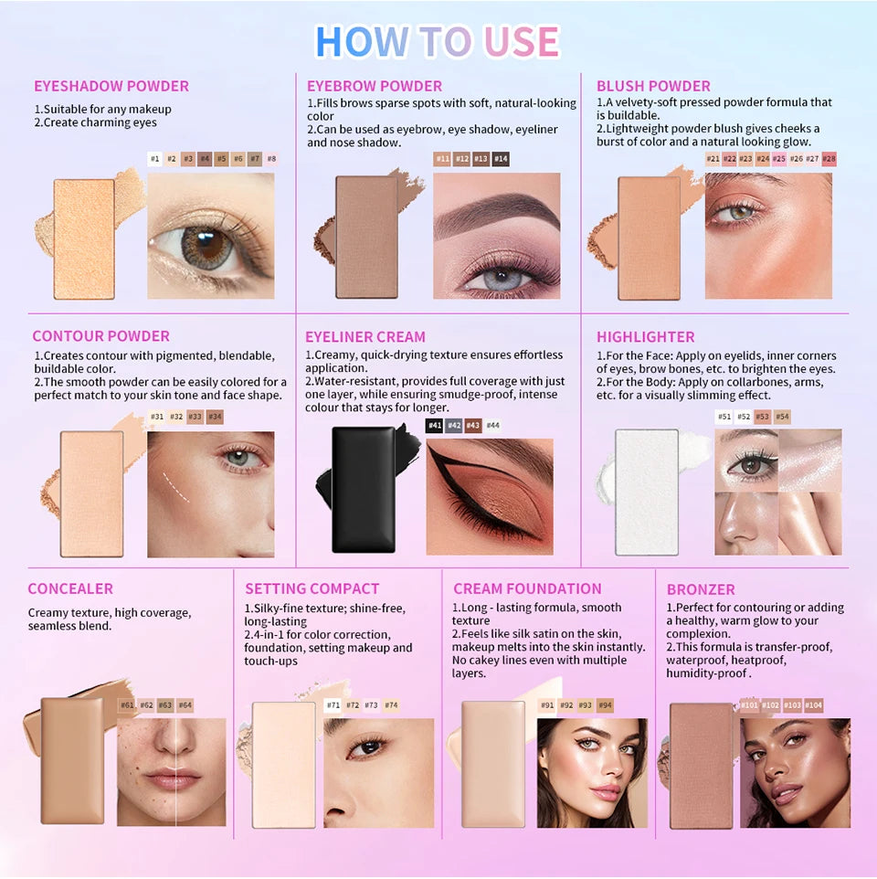 Eyeshadow Palette Refill Waterproof Shimmer Matte Makeup for Daily Travel Use