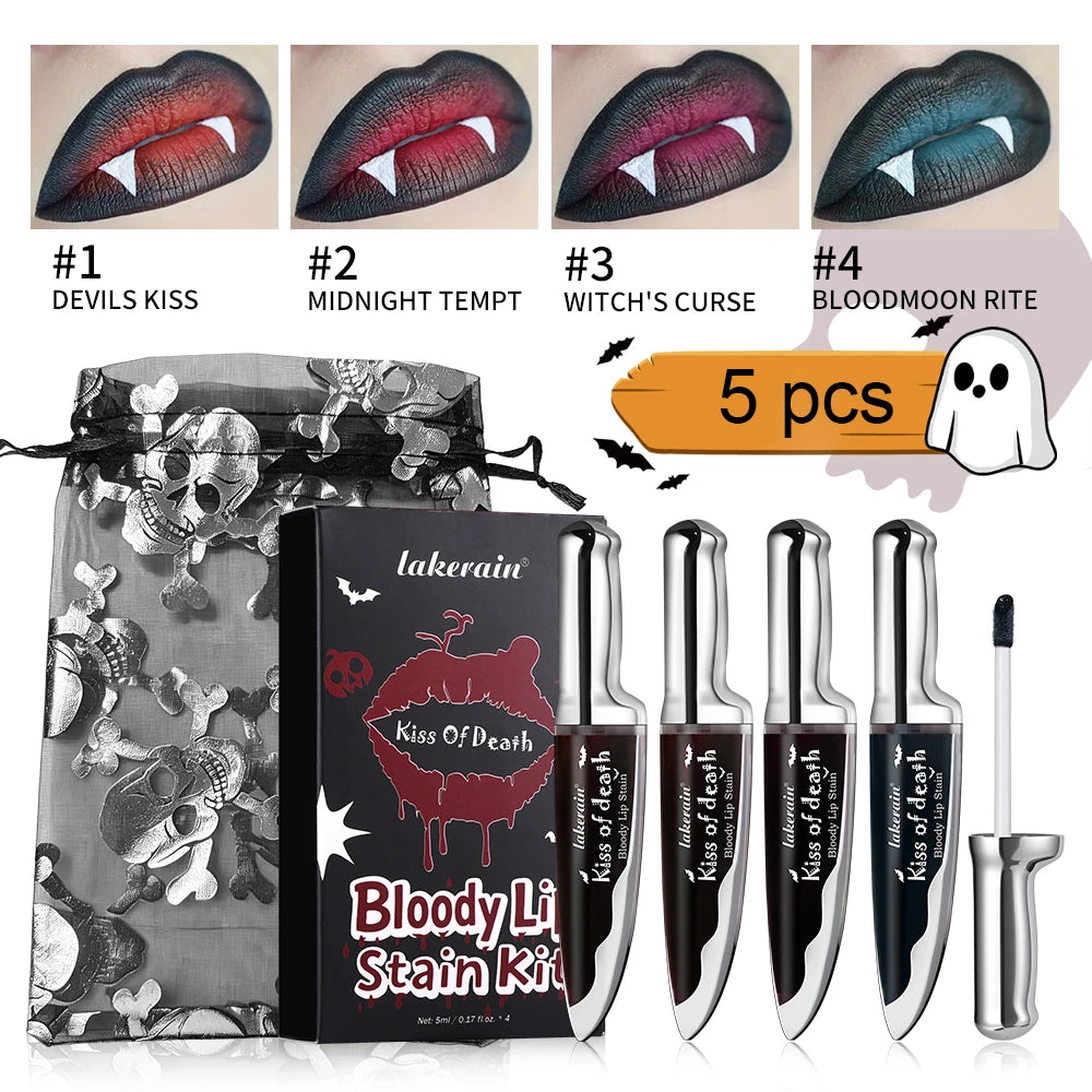Bloody Lip Stain Liquid Lipstick Waterproof Long Lasting for Halloween Party and Gothic Makeup