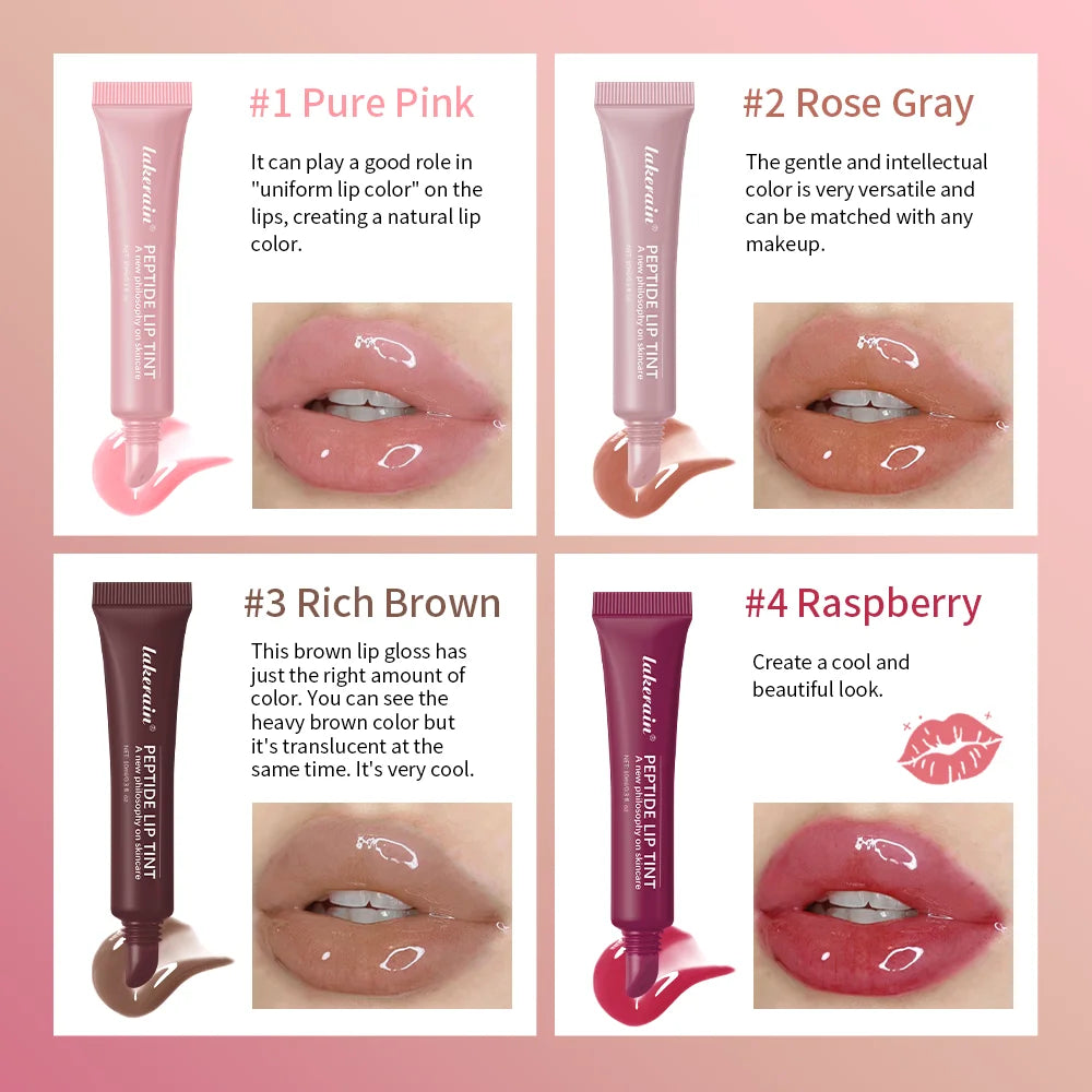 Peptide Lip Tint Moisturizing Gloss with Silky Smooth Texture for Daily Use and Care