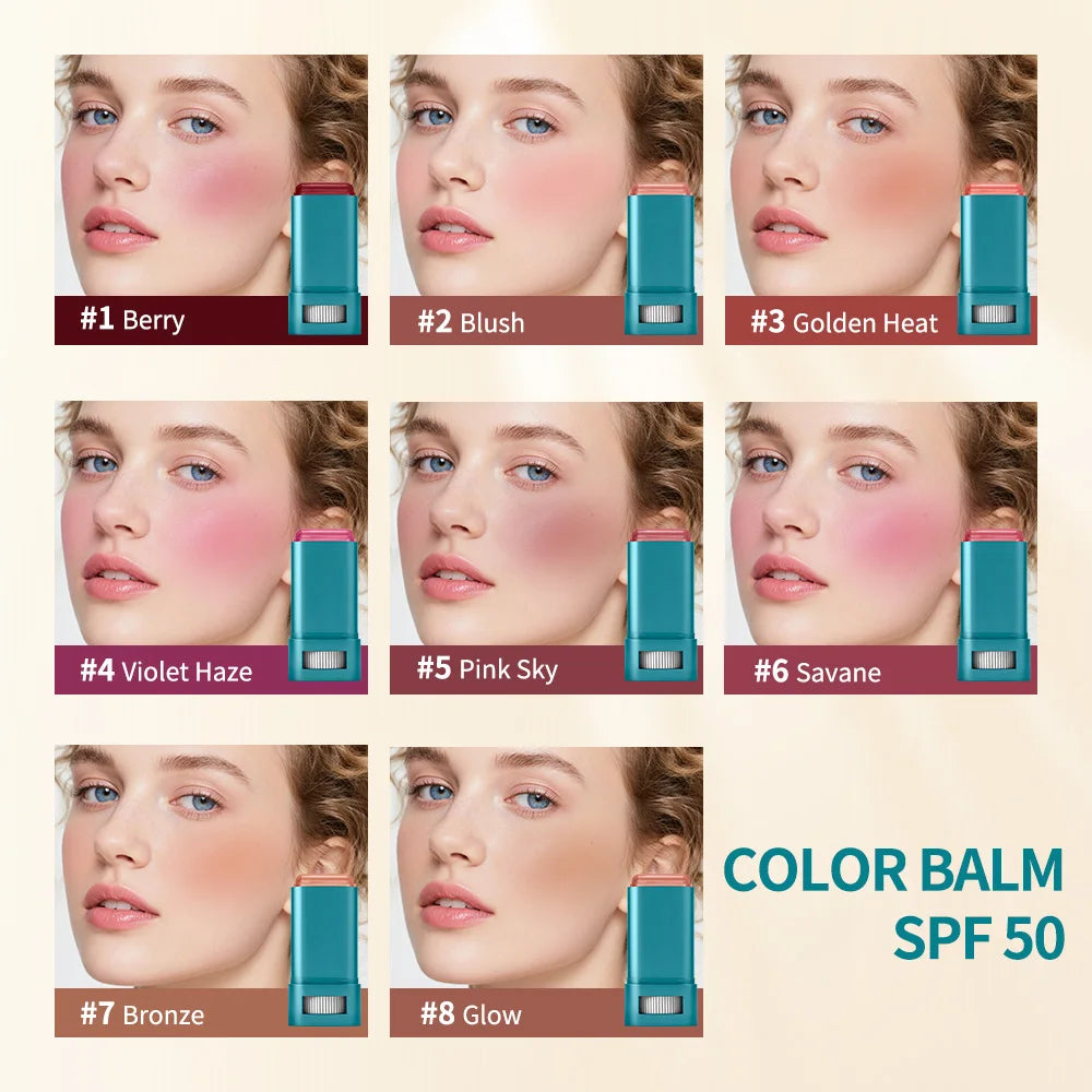 Color Balm SPF 50 Hydrating Blush Stick for Sensitive Skin and Daily Use
