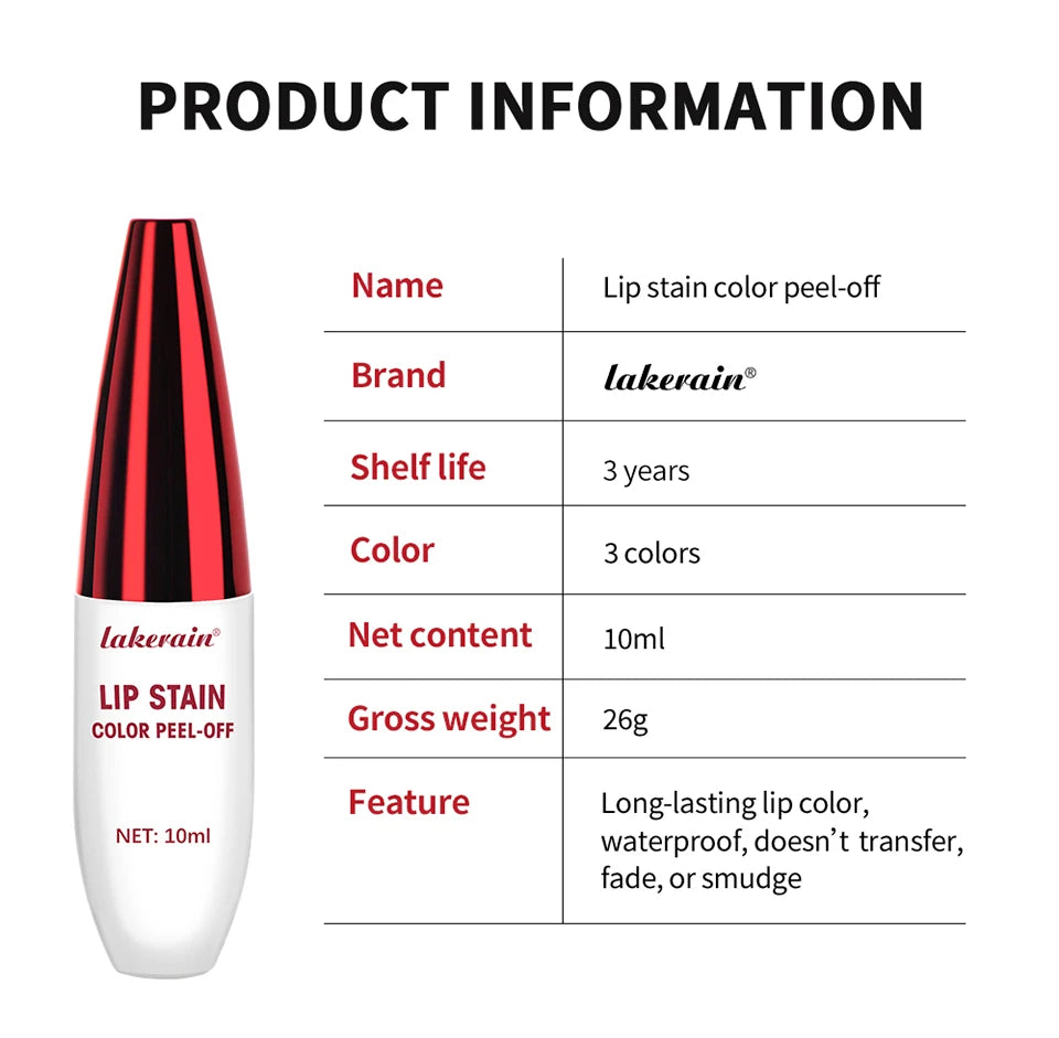 Peel Off Lip Stain Waterproof Matte Lipstick Long Lasting Tint for Women Daily Wear
