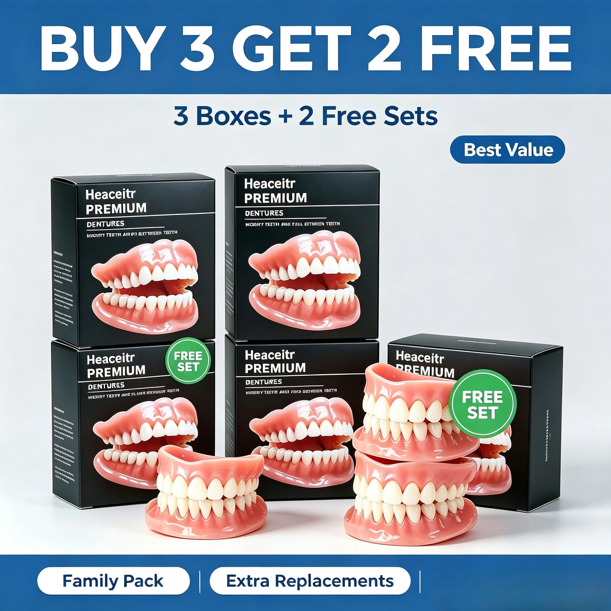 Custom Fit Dentures Boil to Shape Comfortable Dental Arch for Daily Use at Home