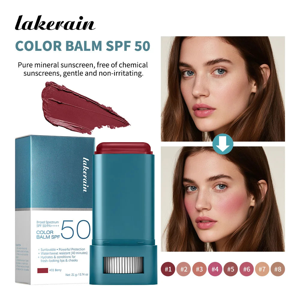 Color Balm SPF 50 Tinted Sunscreen Blush Stick for Glowing Cheeks and Natural Face Makeup