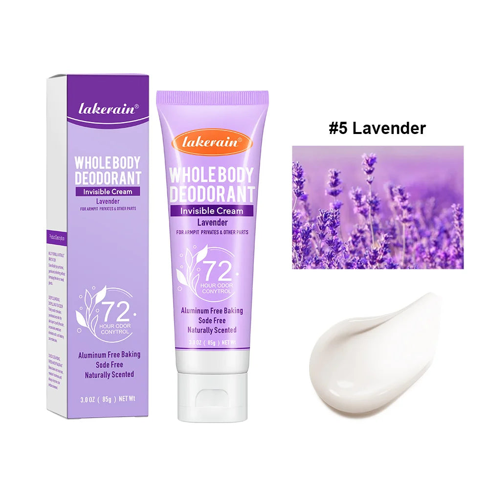 Body Deodorant Cream Long Lasting Odor Control Invisible Formula for Women and Men Daily Use