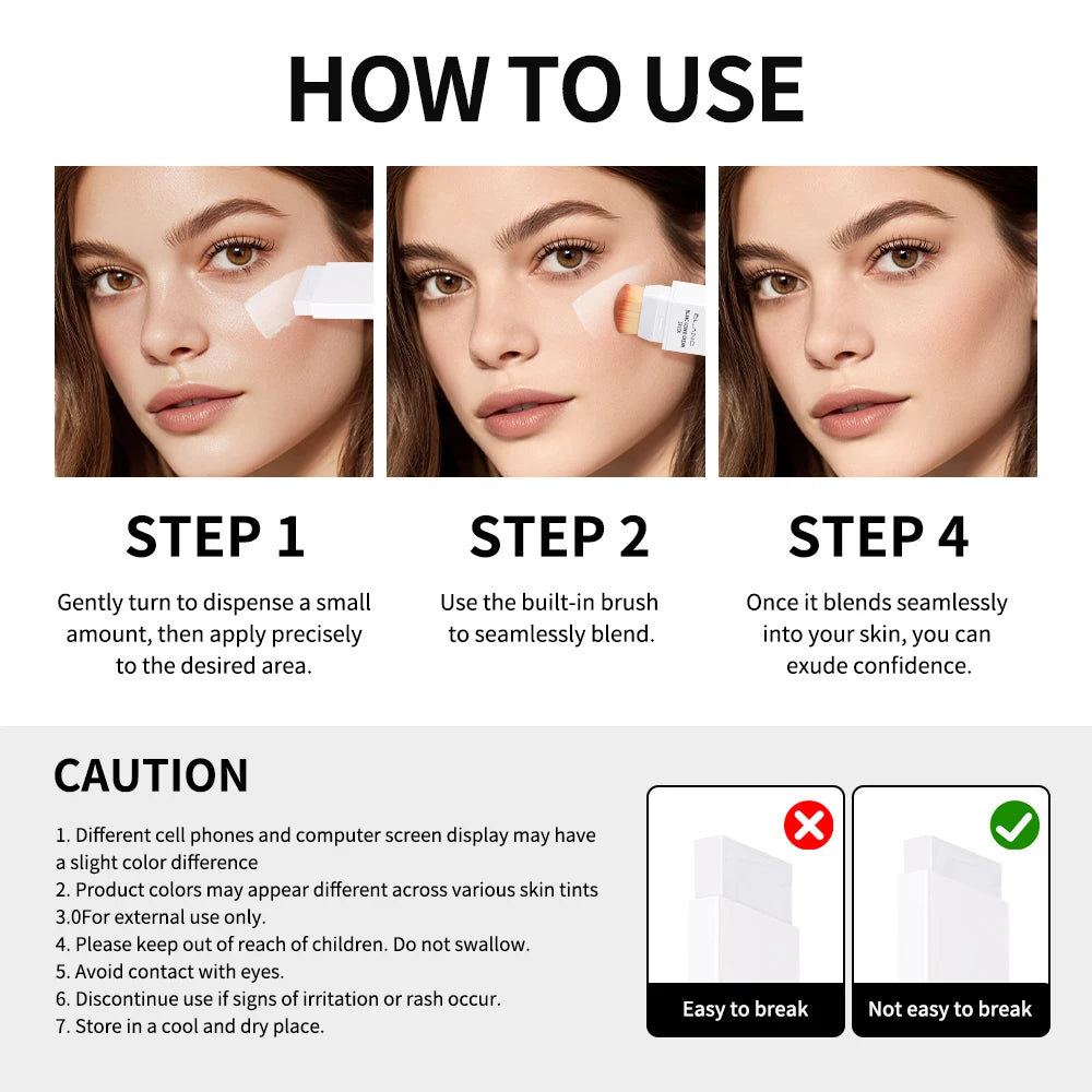 Blanc Cover Cream Stick Waterproof Foundation for Natural Makeup Coverage for Women Daily
