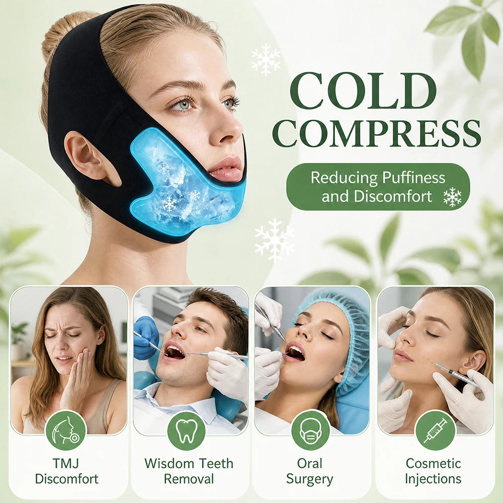 Face Ice Pack V Lifting Bandage Reusable Gel Compress for Home Skincare and Facial Recovery