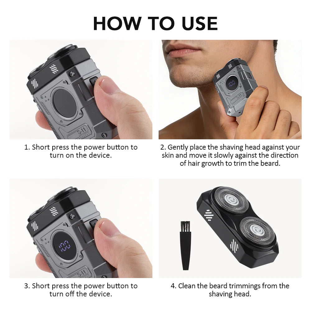 Mini Electric Shaver Portable Rechargeable Rotary Razor for Men and Women Travel Grooming
