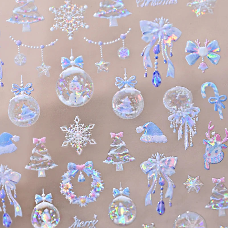 Christmas Nail Stickers Winter Decals for Salon Manicure and Home Holiday Decoration