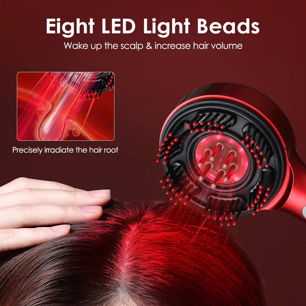 Electric Scalp Massage Comb LED Therapy Hair Growth Serum Applicator for Men and Women Home