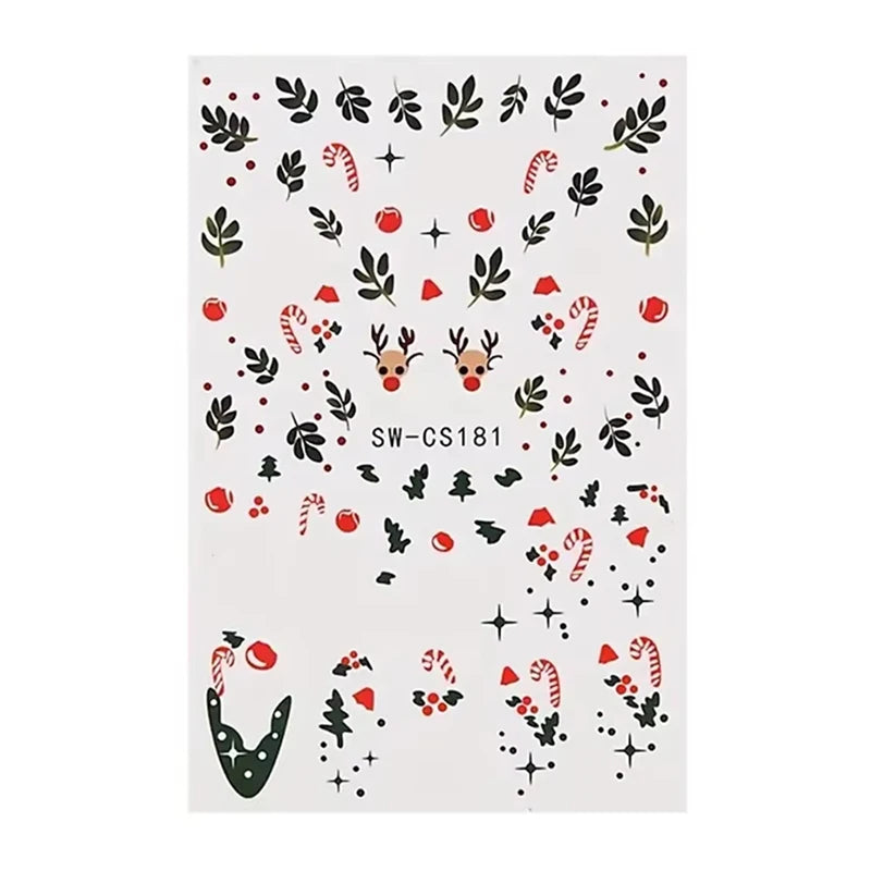 Christmas Nail Stickers Winter Decals for Salon Manicure and Home Holiday Decoration
