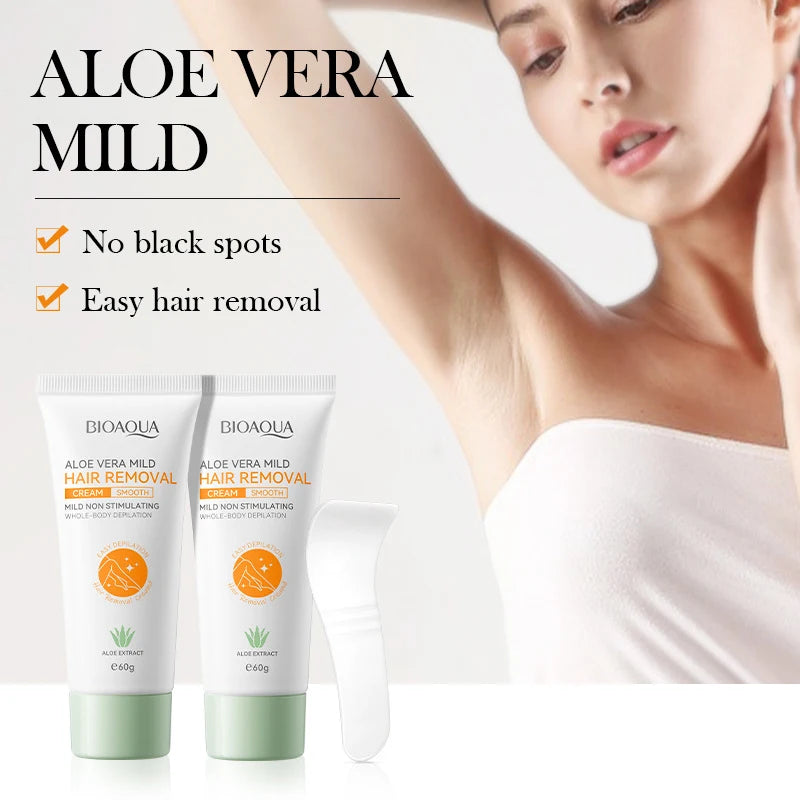 Hair Removal Cream Painless Aloe Vera Depilatory for Women and Men at Home for Smooth Skin