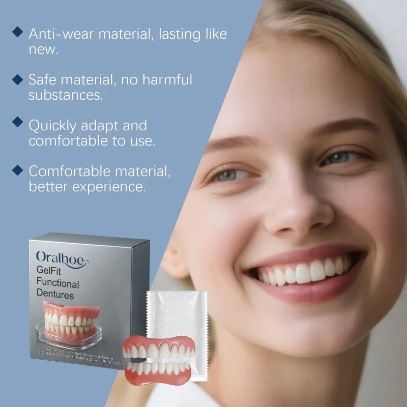 Temporary Denture Set Cosmetic Teeth for Missing Gaps and Perfect Smile for Men and Women