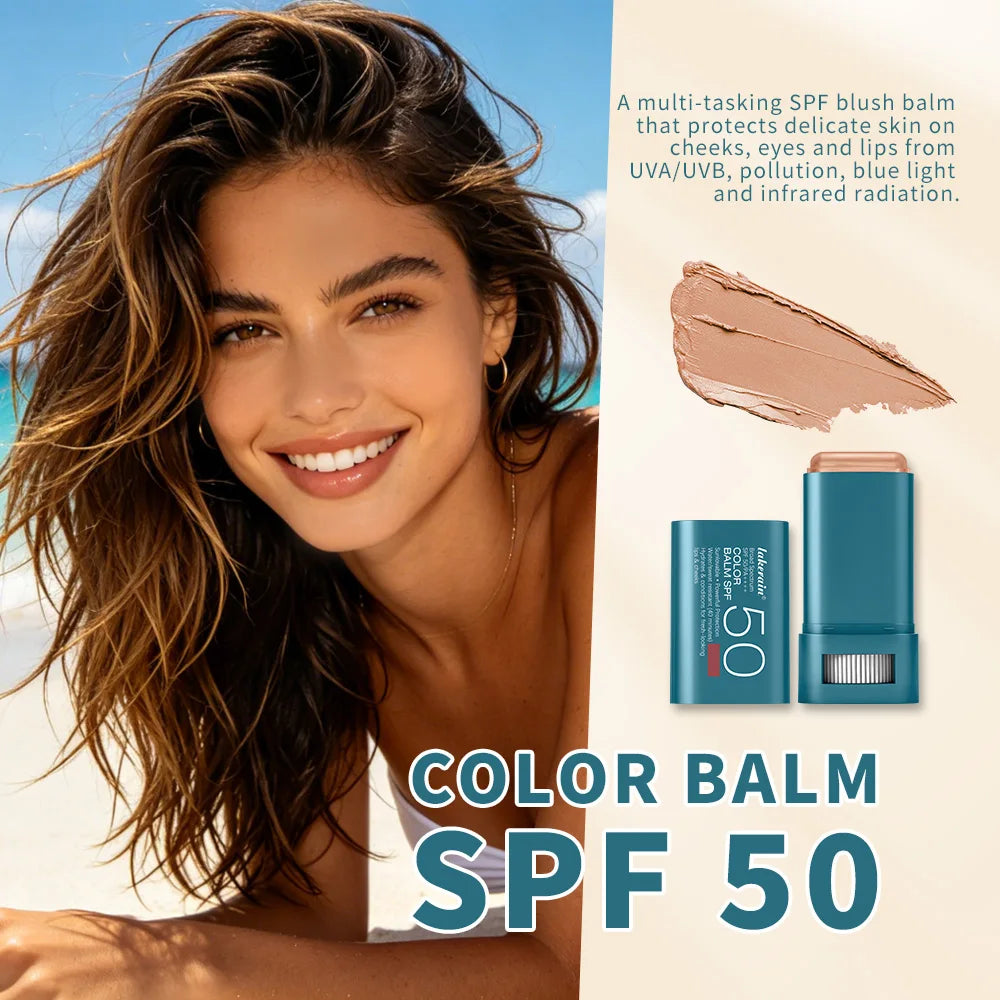 Color Balm SPF 50 Tinted Sunscreen Blush Stick for Glowing Cheeks and Natural Face Makeup