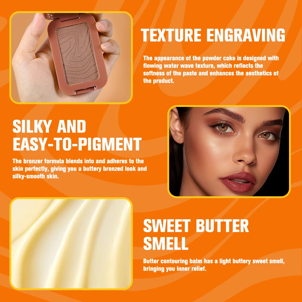 Butter Bronzer Powder Long Lasting Contour for Women for Daily Makeup and Summer Beach Trips