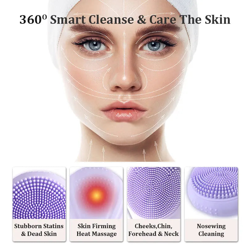 Sonic Facial Cleansing Brush Rechargeable Electric Face Scrubber for Home Use and Skin Care