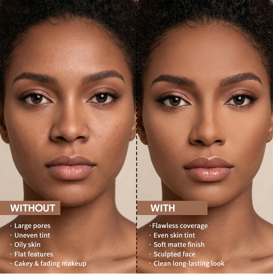 Bronze Compact Powder Oil Control Matte Finish for All Skin Types Daily Makeup Routine