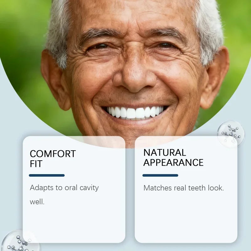 Fake Teeth Dentures Instant Smile Veneers for Men and Women for Natural Looking Oral Comfort - 2