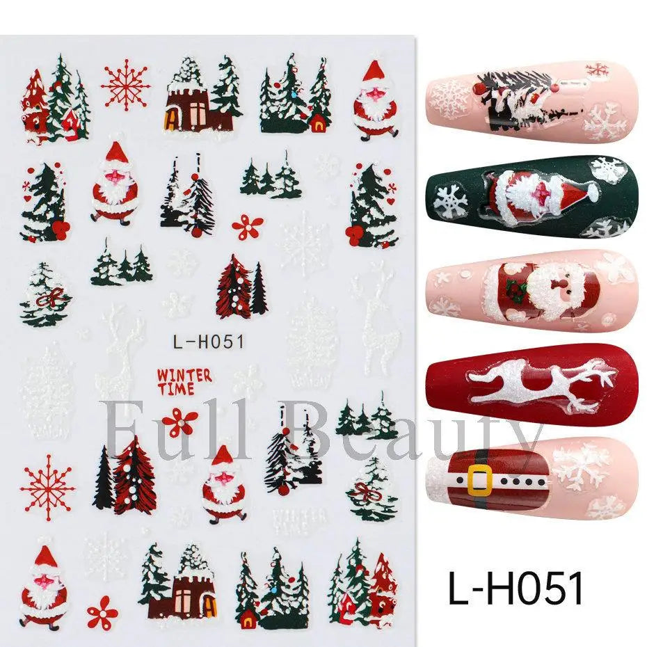 Christmas Nail Stickers Winter Decals for Salon Manicure and Home Holiday Decoration