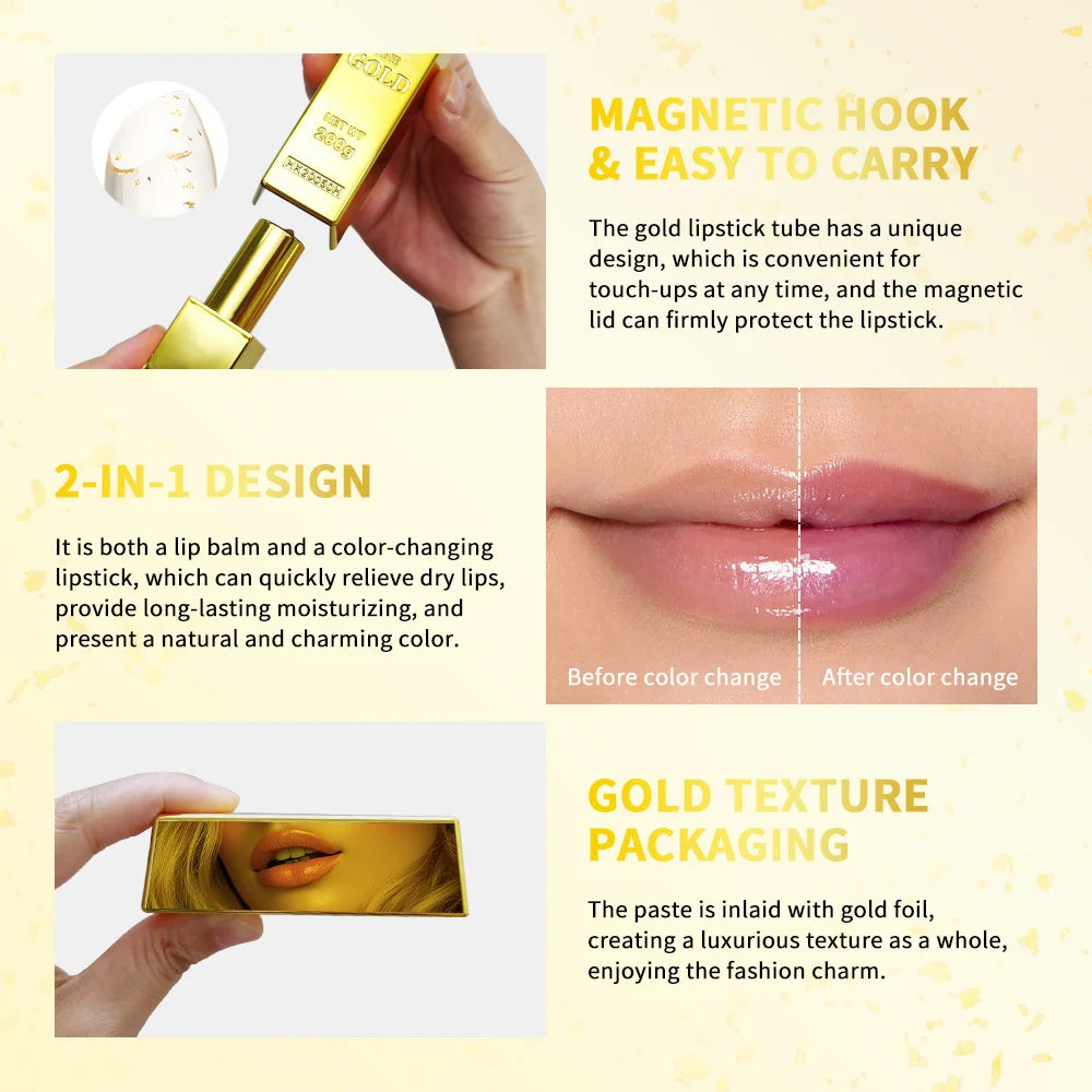 Color Changing Lipstick Moisturizing Lip Balm for Daily Makeup and Deep Hydration