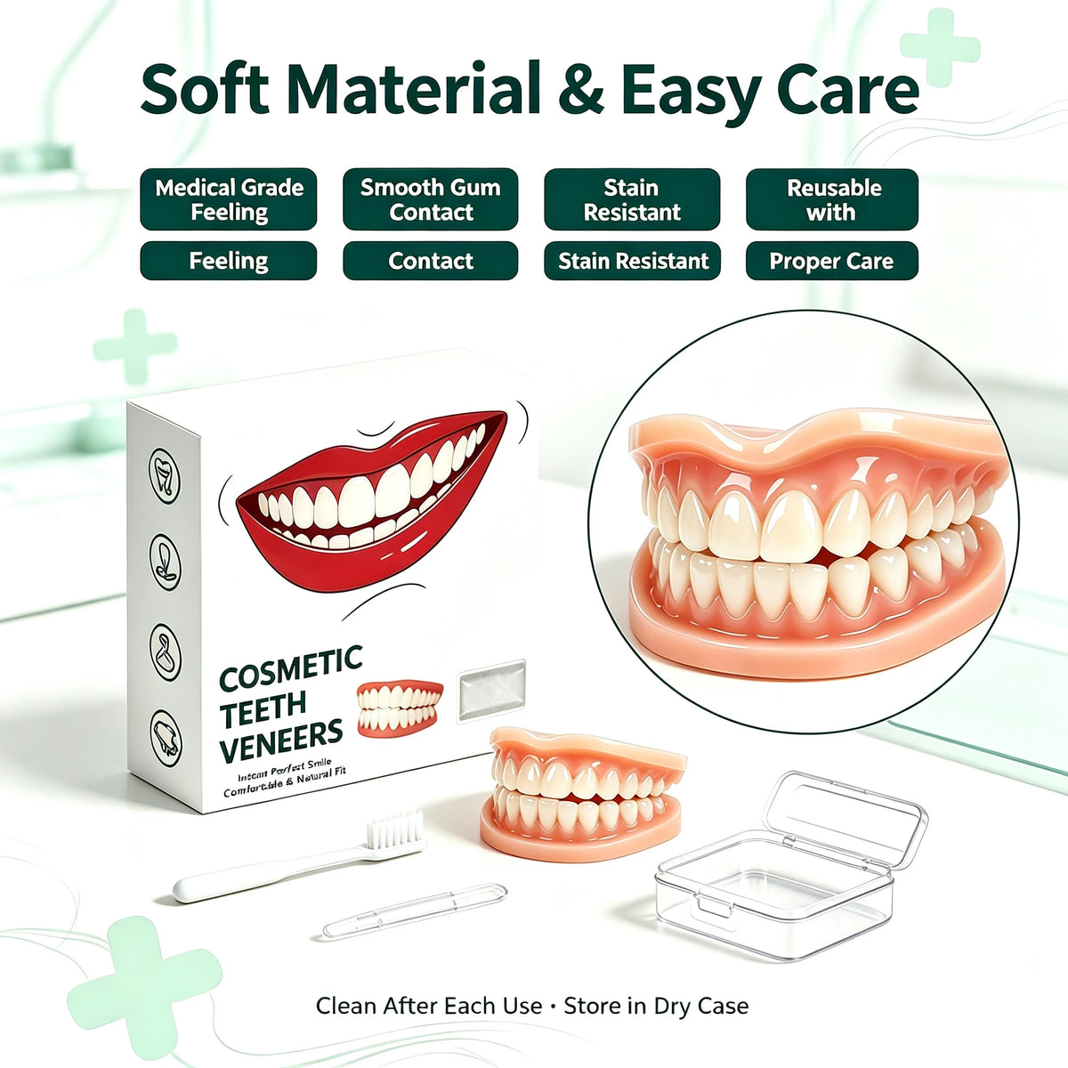 Silicone Full Dentures Natural Looking Comfortable Fit for Adults Daily Oral Care Routine