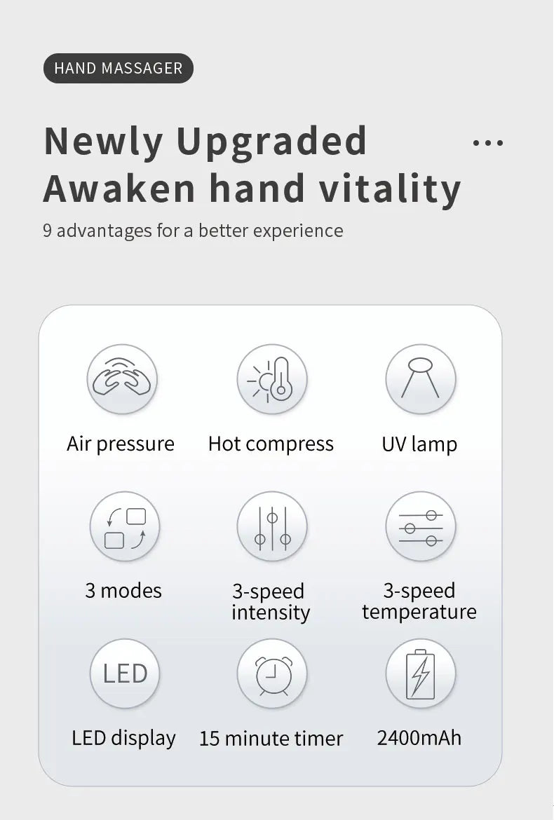 Electric Hand Massager with Airbag Compression and Heat for Office Workers at Home