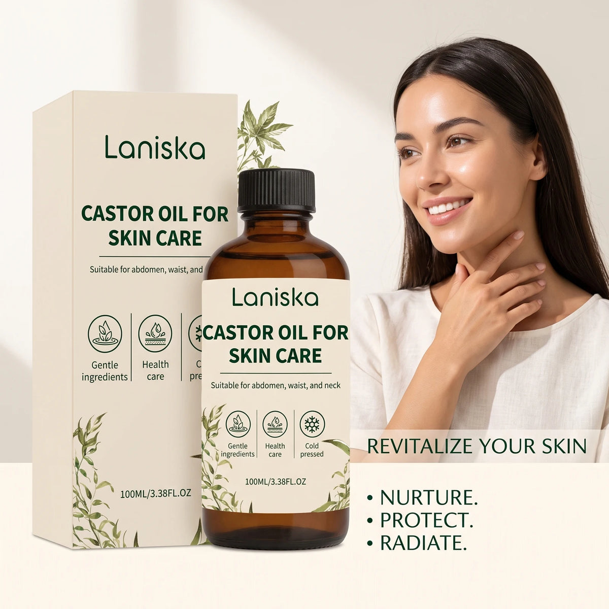 Cold Pressed Castor Oil Moisturizing Skin Elasticity Massage for Women Daily Body Care
