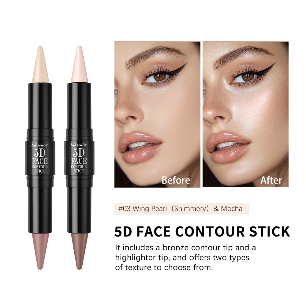 Dual Ended Face Contour Stick Highlighter Waterproof Makeup for Sculpting and Daily Beauty - 4