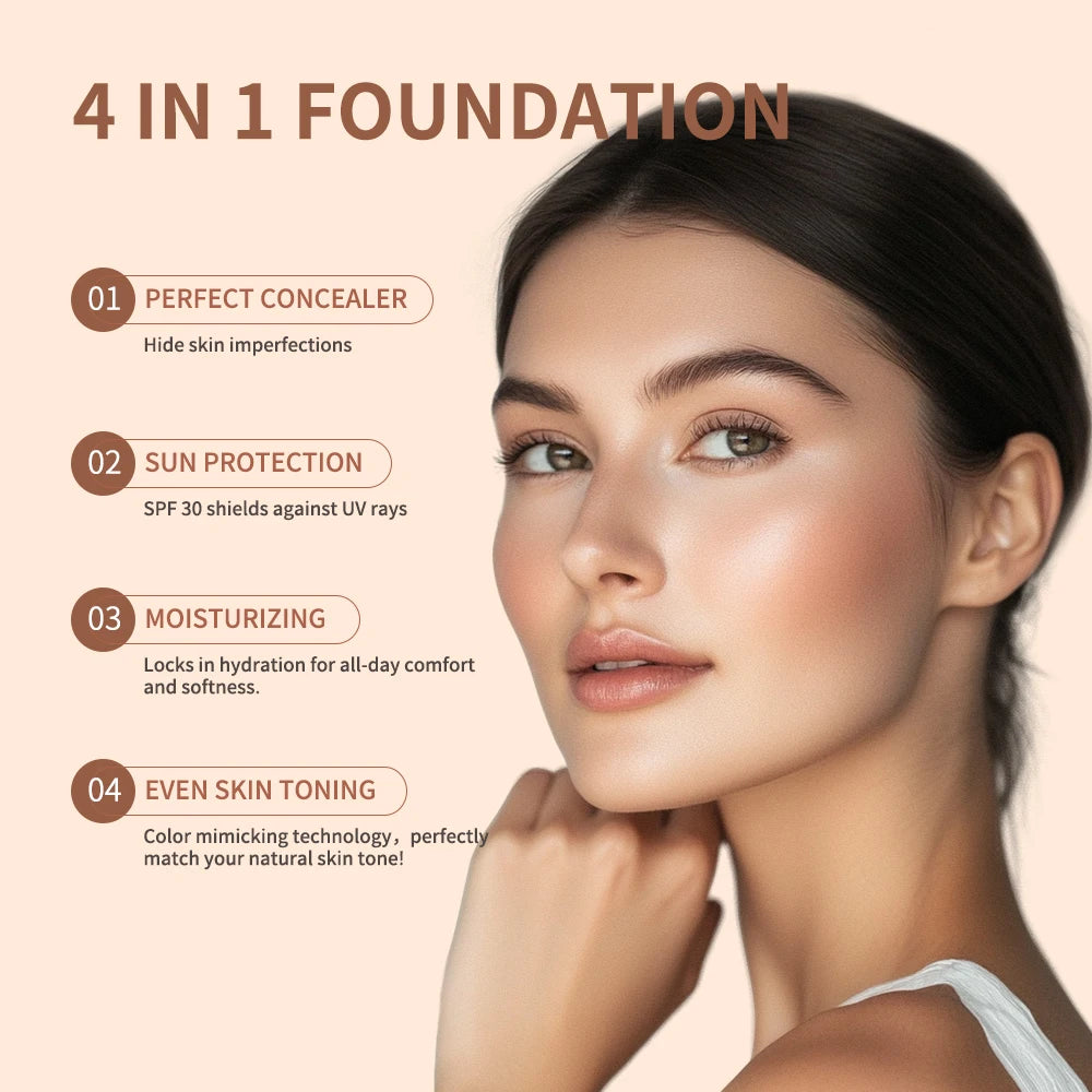 Color Changing Foundation Moisturizing Sun Protection for Women Makeup Daily Routine