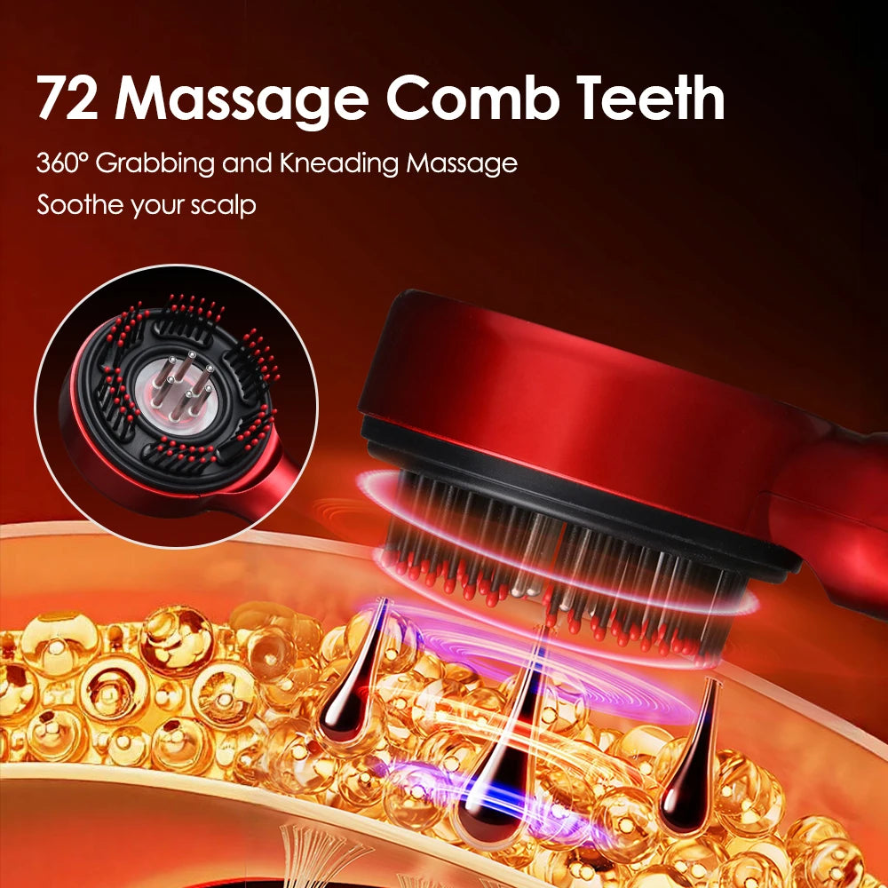 Electric Scalp Massage Comb LED Therapy Hair Growth Serum Applicator for Men and Women Home