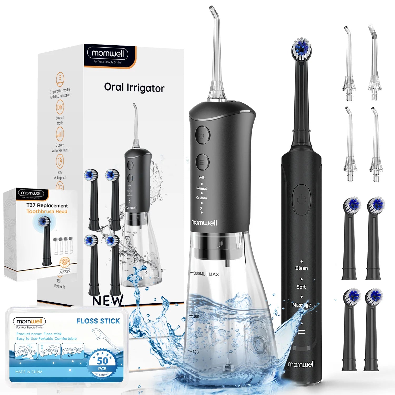 Oral Irrigator and Electric Toothbrush Combo Teeth Cleaning Kit for Adults at Home - 1