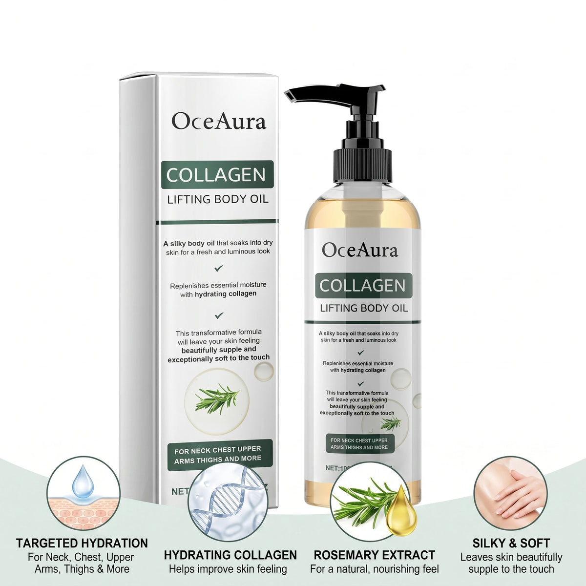 Collagen Body Firming Massage Oil Tightening Hydrating Care for Women and Men Daily Routine