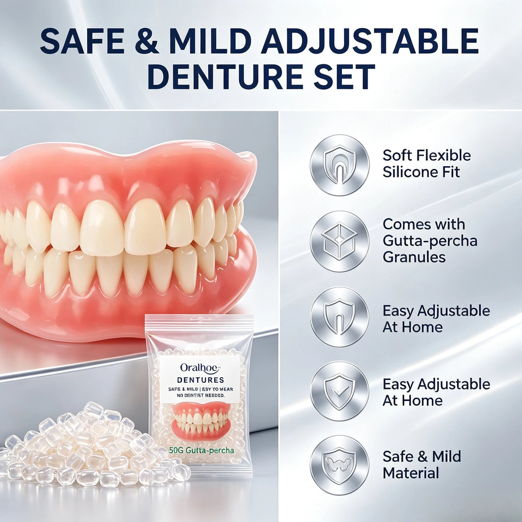Adjustable Cosmetic Dentures Portable Storage Case for Men Women Daily Smile Maintenance