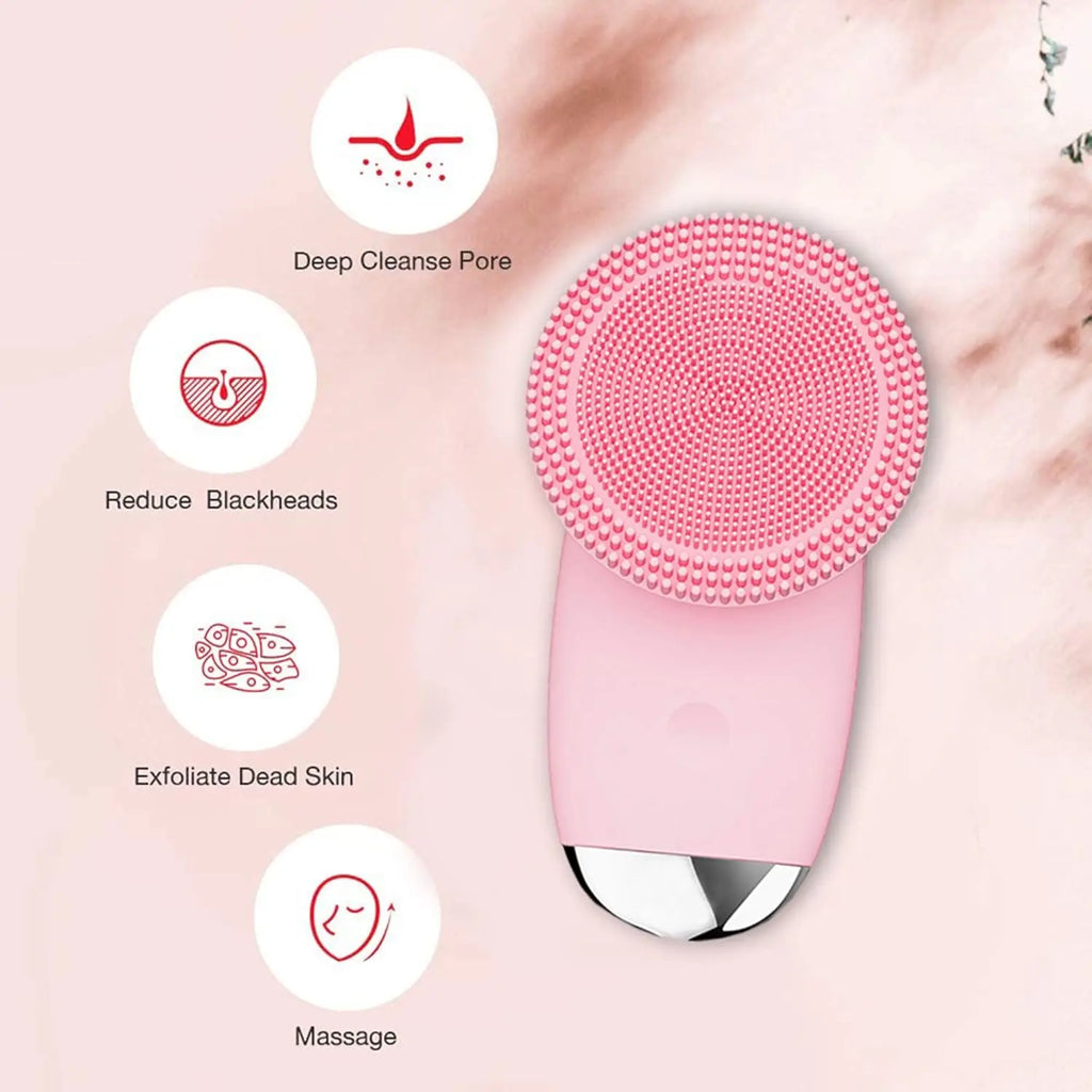 Electric Facial Cleansing Brush Sonic Vibration Scrubber for deep pore cleaning at home