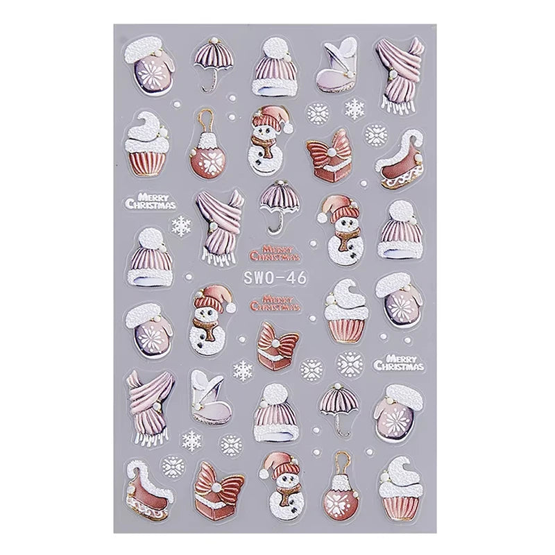 Christmas Nail Stickers Winter Decals for Salon Manicure and Home Holiday Decoration