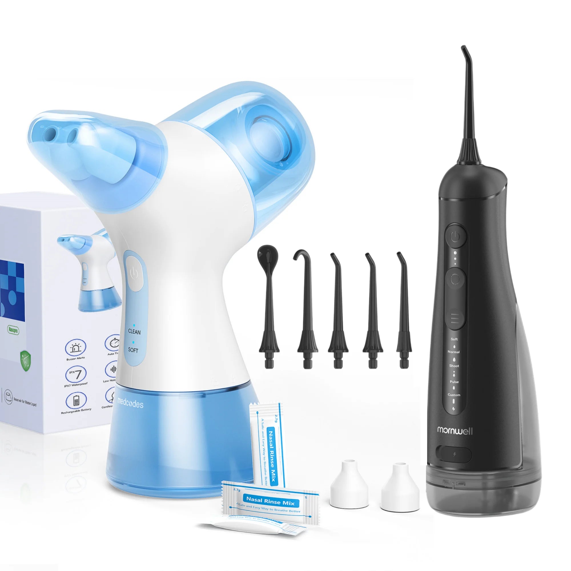 Portable Water Flosser Nasal Rinse Combo Oral Care Sinus Cleaning Kit for Home and Travel Use - 31