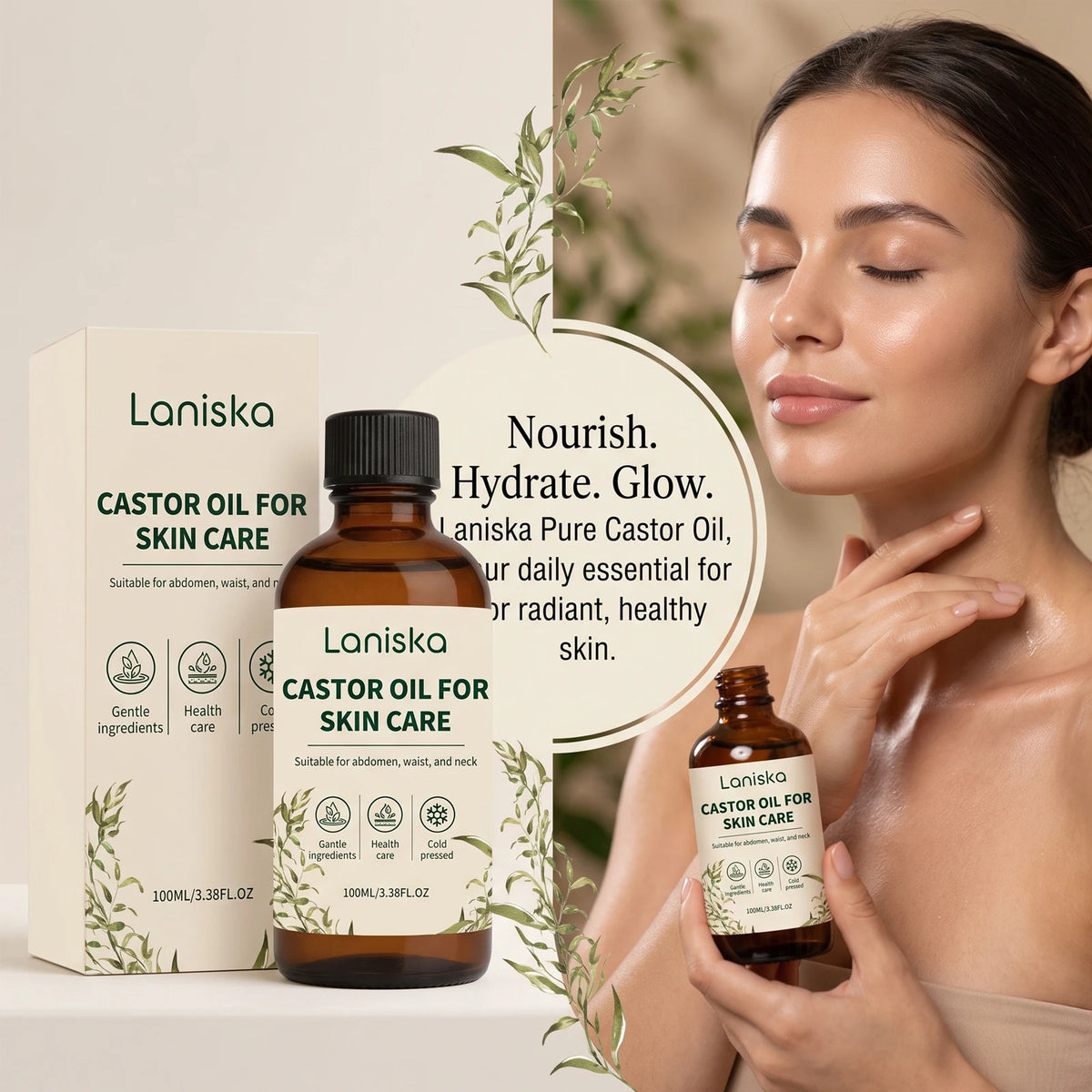 Cold Pressed Castor Oil Moisturizing Skin Elasticity Massage for Women Daily Body Care