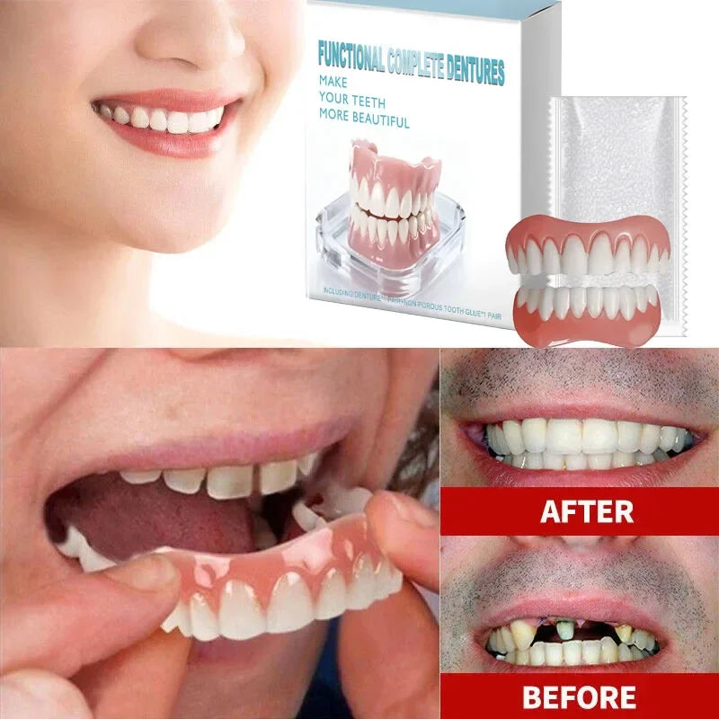 Instant Fake Teeth Dentures Natural Smile Veneers for Men and Women at Home Daily Use
