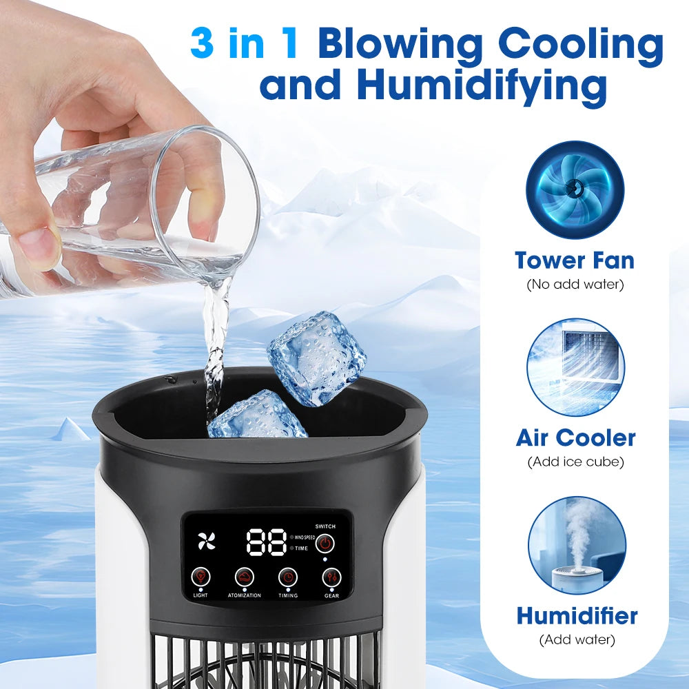 Portable Air Cooling Fan Six Speeds Humidifier for Desk and Home Office Use