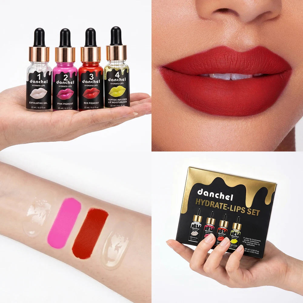 Hydrate Lips Set Exfoliating Gel and Peptide Moisturizer for Daily Lip Care Routine