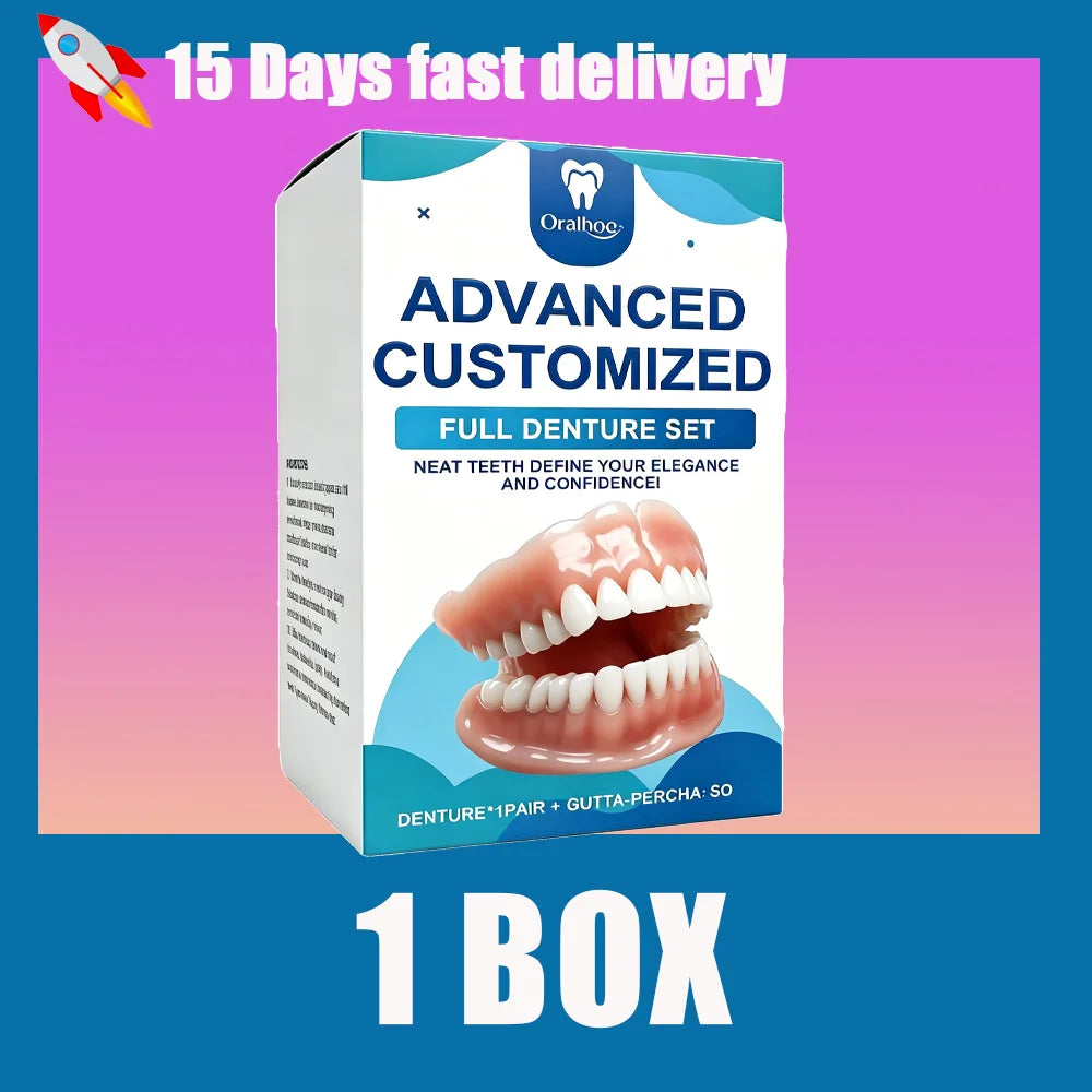 Realistic Full Denture Set Comfortable False Teeth for Men and Women for Natural Confident Smiles