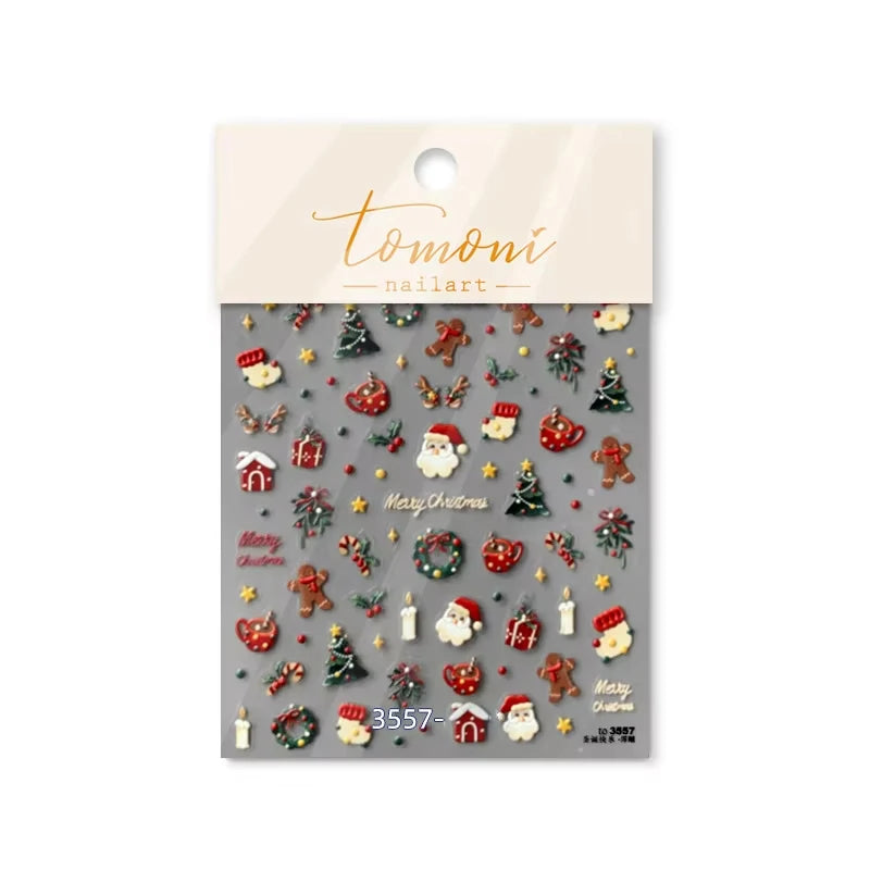 Christmas Nail Stickers Winter Decals for Salon Manicure and Home Holiday Decoration