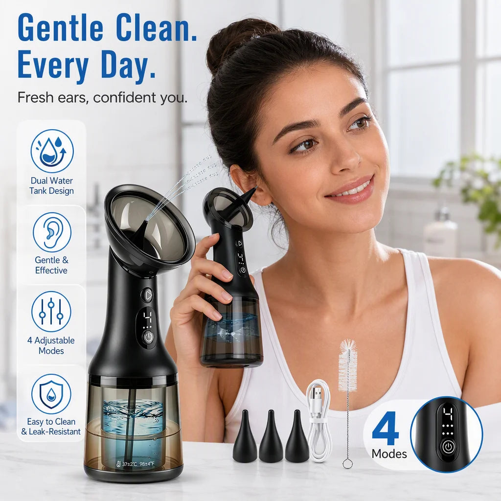 Ear Wax Removal Tool with Dual Water Tank System for Daily Home Ear Irrigation and Cleaning
