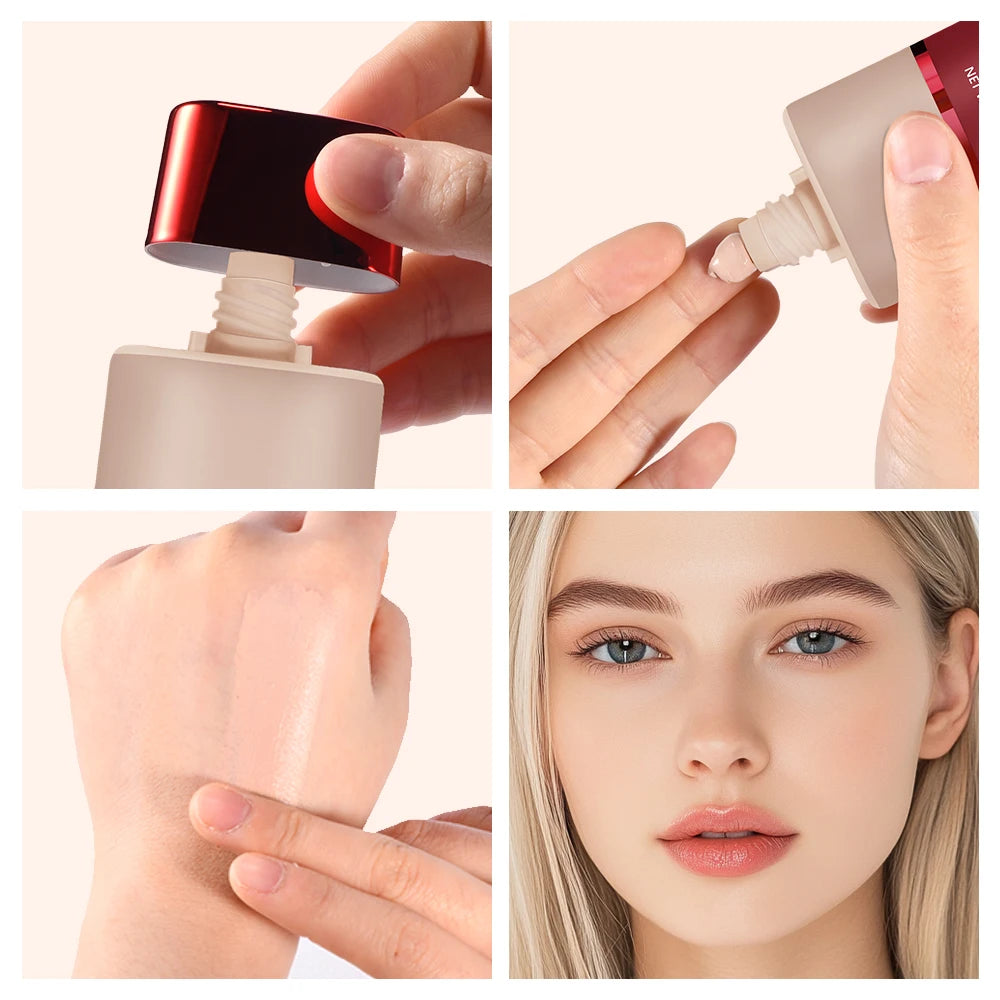 Blur Base Balm with Applicator Brush Pore Minimizing Foundation for Women Daily Makeup - 5