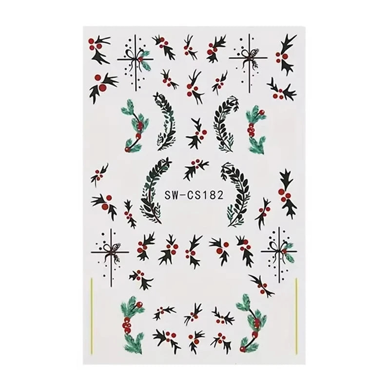 Christmas Nail Stickers Winter Decals for Salon Manicure and Home Holiday Decoration