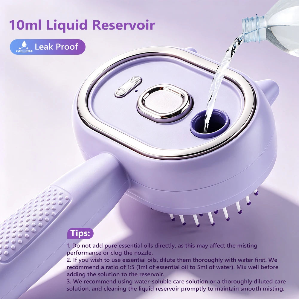 Electric Mist Spray Comb Scalp Massager LED Hair Brush for Home and Travel